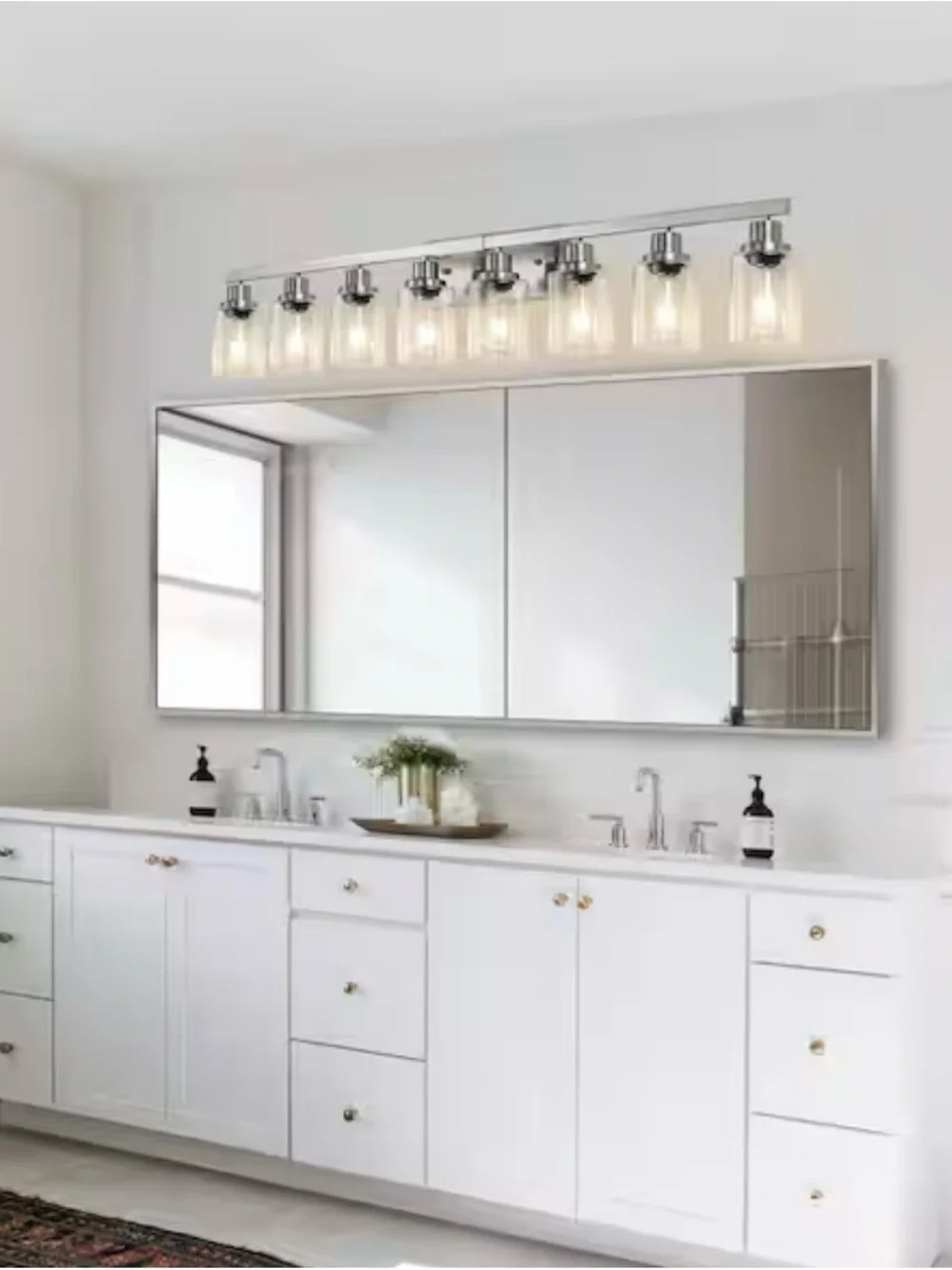 New 51” Brushed Nickel 8-Light Bathroom Vanity Light